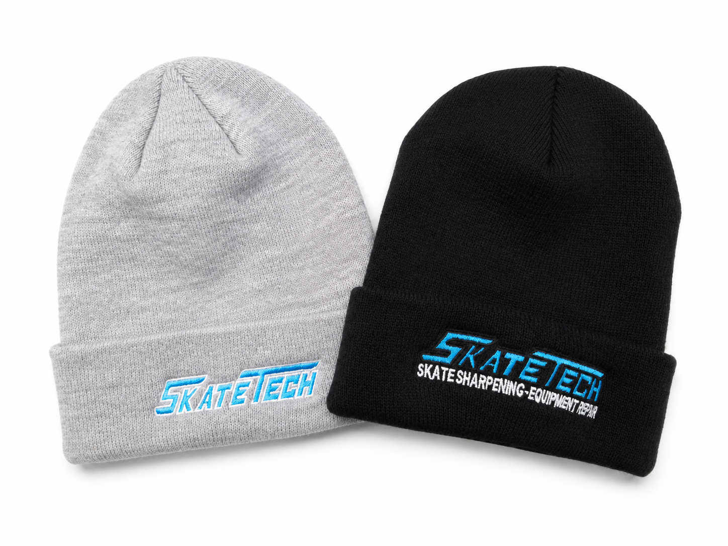 SkateTech Pacific Premium Cuff Beanie — Black and Grey