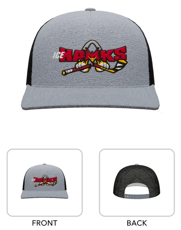 Ice Hawks Pacific 110C Heather Grey/Black Trucker Snapback Hat