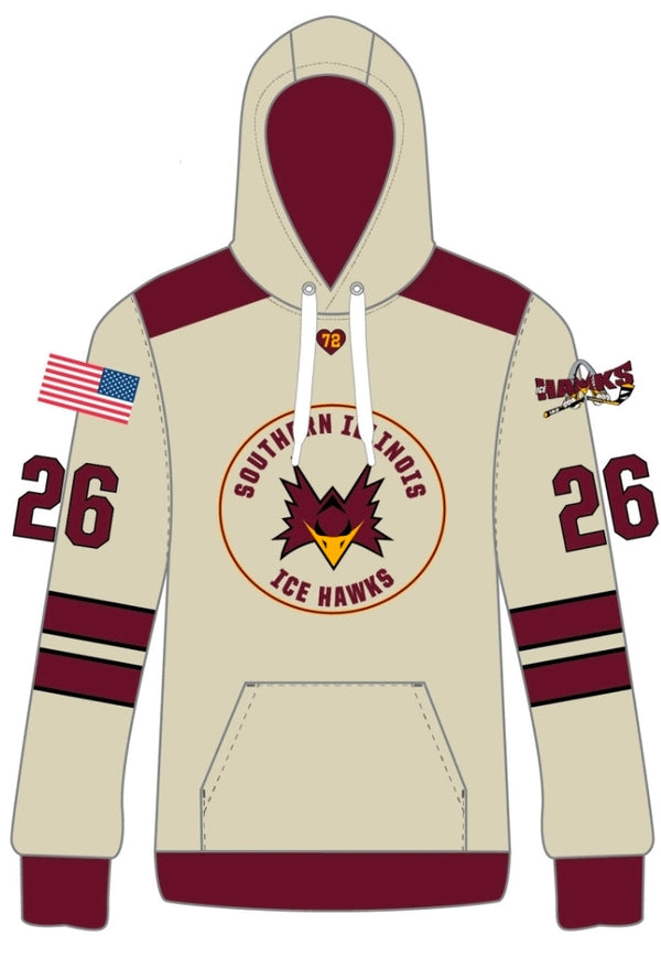 Ice Hawks Vintage Cream Fleece Hoodie